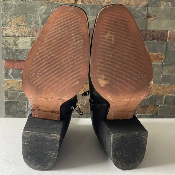 Vionic Leather Ankle Boots Lyssa Black Sz 9.5 Chelsea Style Western Core Y2K - Picture 4 of 10